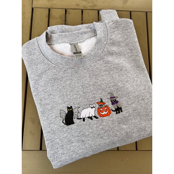 Cat Halloween Embroidered Sweatshirt 