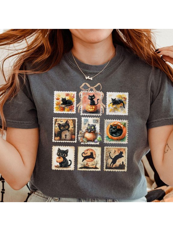 Cat Halloween Shirt Retro Halloween Shirt Hocus Pocus Spooky Season Tee Pumpkin Shirt Cat