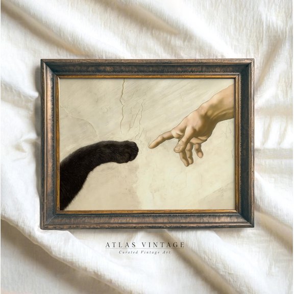 Cat Halloween Wall Art Print Renaissance Style Inspired Ceiling for Bedroom Gothic Aesthetic Decor Size 24x36 Unframed Poster