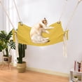 thumbnail image 1 of Cat Hammock Bed Breathable Linen Hanging Pet Bed with Cotton Ropes, Reversible Adjustable for Cages,Windows,or Walls Machine Washable for Cats Small Pets(18.5*18.5Inch), 1 of 4