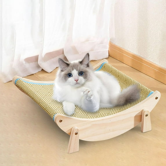 Cat Hammock Cat Rocking Chair Durable Wooden Universal Removable Sleeping Beds Portable Cat Bed Swing Chair for Pet Supplies Kitty 10kg Cats Lattice