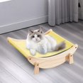 thumbnail image 1 of Cat Hammock Cat Rocking Chair Durable Wooden Universal Removable Sleeping Beds Portable Cat Bed Swing Chair for Pet Supplies Kitty 10kg Cats Yellow, 1 of 8