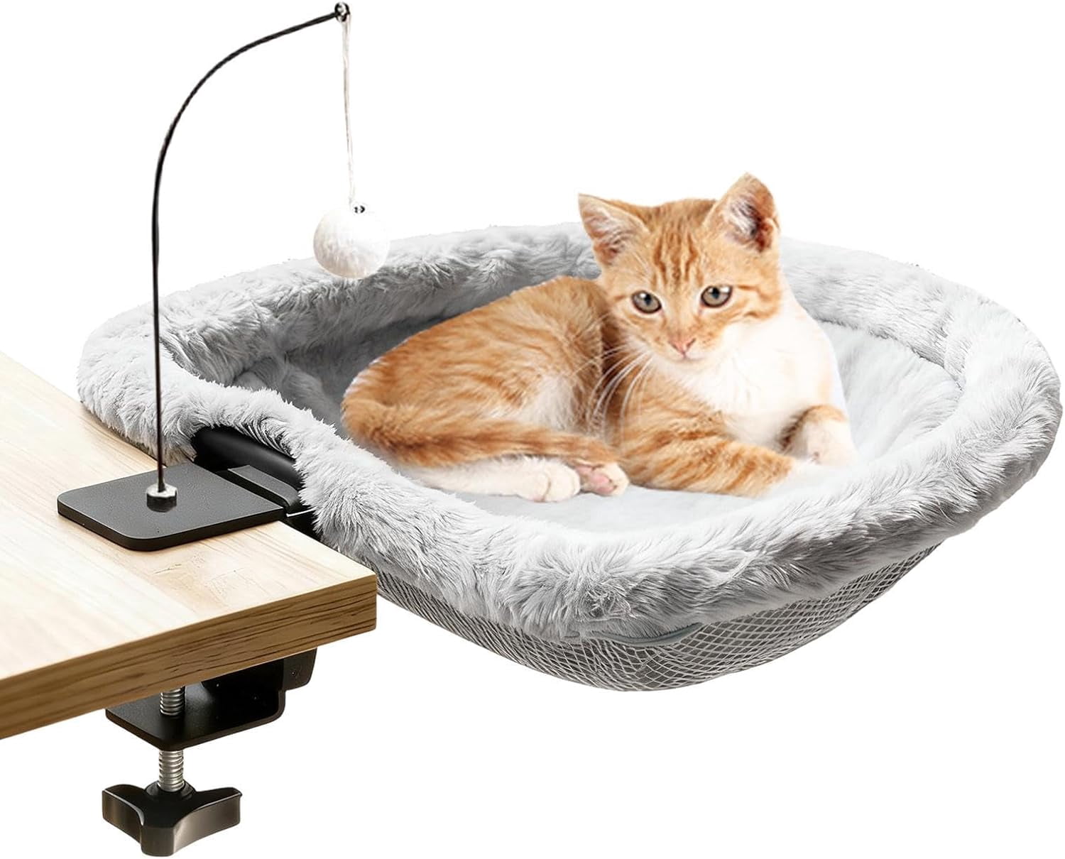 Cat Hammock Desk Mount with Toy Ball Perch