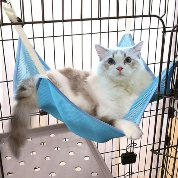 Cat Hammock, Pet Hanging Bed with Breathable Mesh, Adjustable Strap, 4 Hooks, Ideal for Pet Cage or Any Space - Summer Comfort Cat Hanging Basket