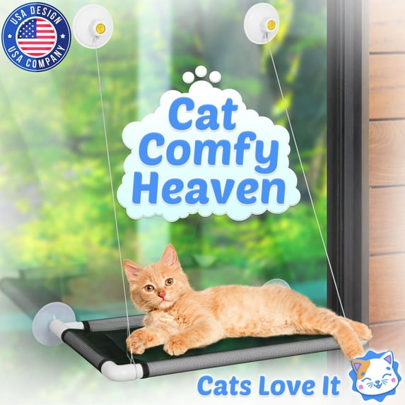 Cat Hammock Window Perch, Hanging Bed Seat for Cats, Indoor Kitty Lounge by EcoEarth
