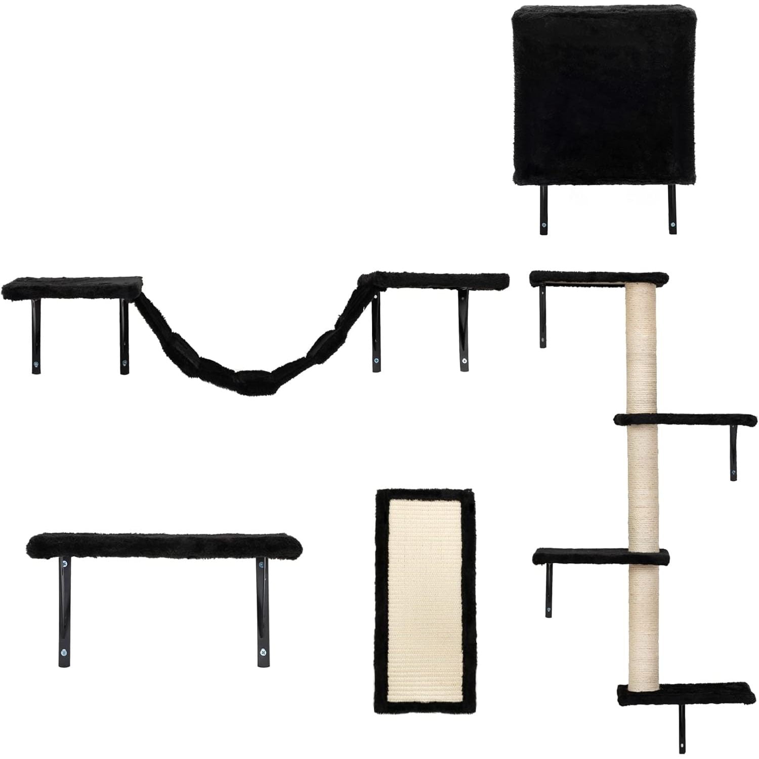 Picture of Cat Hammock Wooden Wall-Mounted Shelves Cat Climber Set of 5, Floating ...