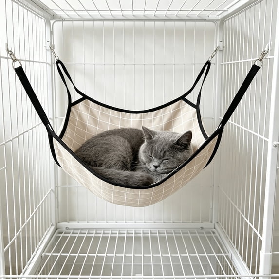 Cat Hammock for Cage Hanging Reversible, Pet Hammock Bed Adjustable, Soft Sleeping Hammock for Cats, Ferret, Puppy, Rabbits, Small Animals
