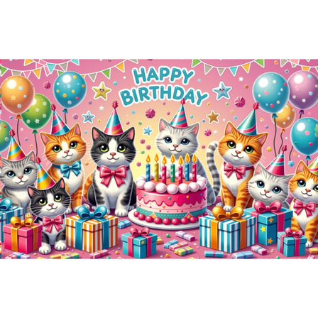 Cat Happy Birthday Backdrop Kitten Photography Background Pet Paw Cat Theme Party Photo Backdrop Birthday Party Decorations for Cat Owner Children Kids Cake Table Decorations