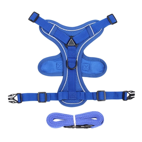 Cat Harness And Leash Reflective Strips Jacket Breathable Adjustable Vest Harness Escape Proof Easy Control Leash for Cats -Blue,XL