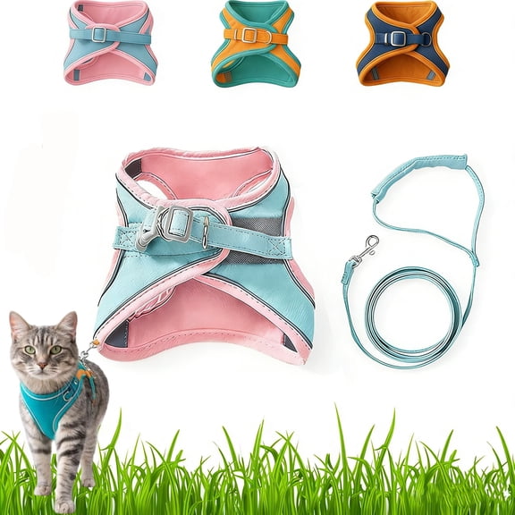 Cat Harness,Escape Proof Cat Harness with Leash,Cat Harness and Leash Set,Adjustable Soft Mesh Vest with Reflective Suede,Dual-Closure Safe Quick Wear for Small Cats dog (Pink, XL (15-20 lb))