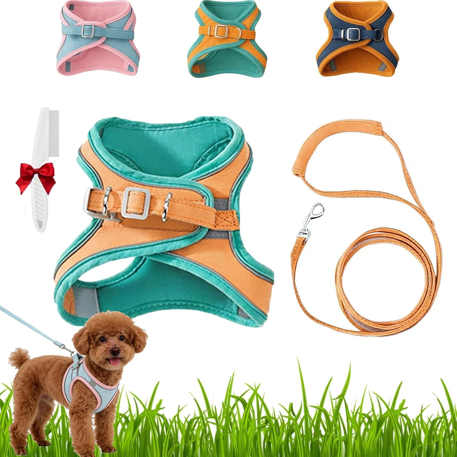 Cat Harness, Escape-Proof Cat Harness and Leash Set, Breathable Soft Adjustable Step-in Cats Leash, Easy Wear Outdoor for Small Medium Cats (Green, XXL (20-29 lb))