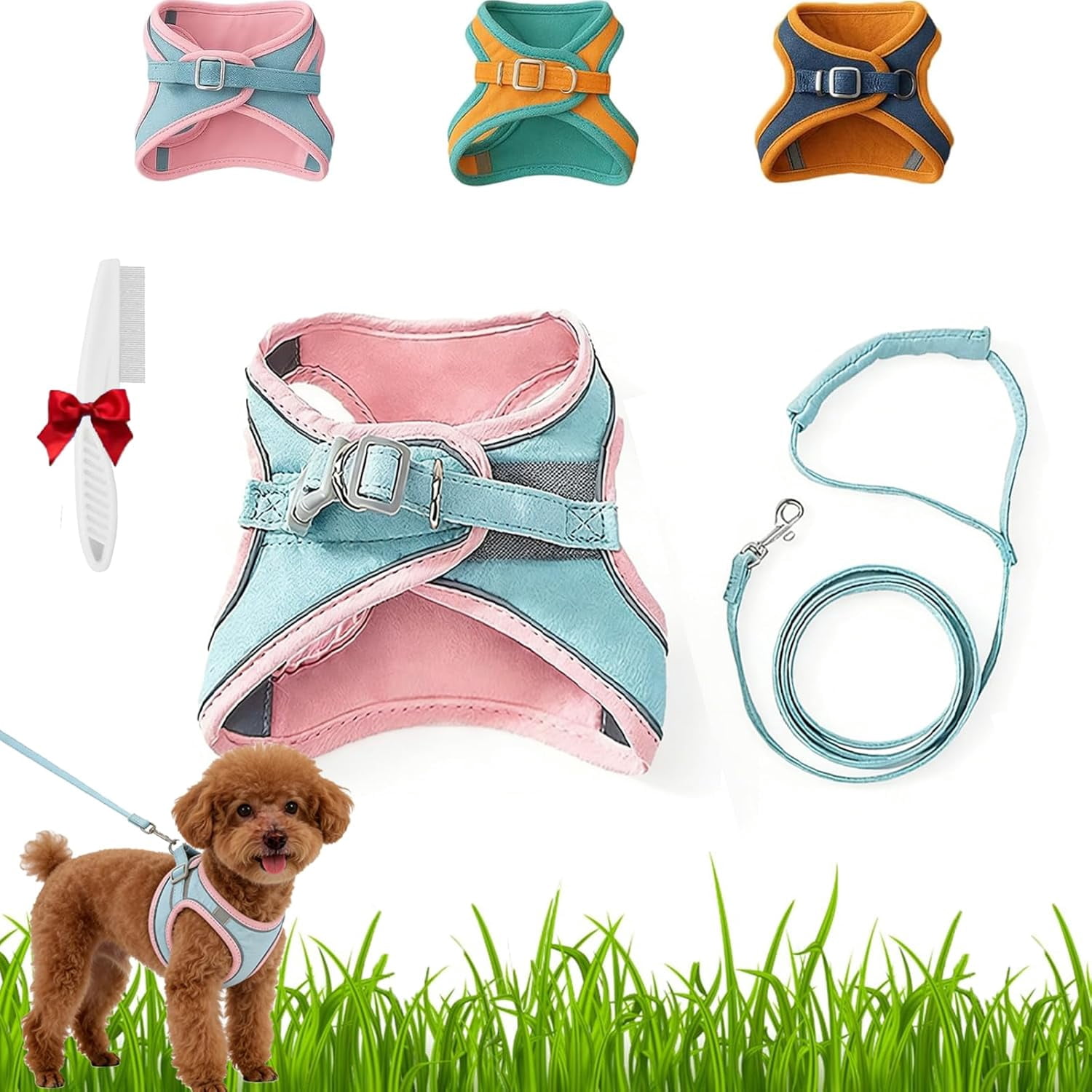 Cat Harness, Escape-Proof Cat Harness and Leash Set, Breathable Soft Adjustable Step-in Cats Leash, Easy Wear Outdoor for Small Medium Cats (Pink, XXL (20-29 lb))