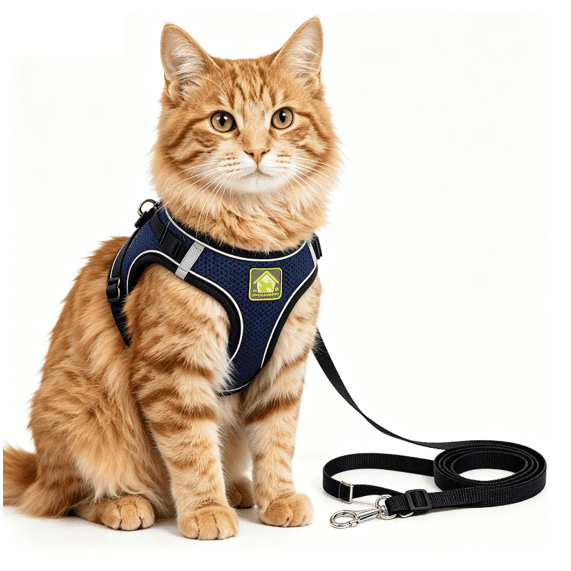 Cat Harness and Leash, 2026 New Cat Harness Escape Proof for Small Medium Large Cats, Breathable Adjustable Vest Harnesses with Reflective Strip for Walking Travel Camping Navy S