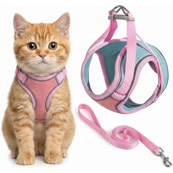 Cat Harness and Leash, 2026 New Escape-Proof Cat Harness Set, Adjustable Step-in Pet Harness for Walking for Small Medium Dogs/Cats(Pink,S(for 8.8-16.5 IB))