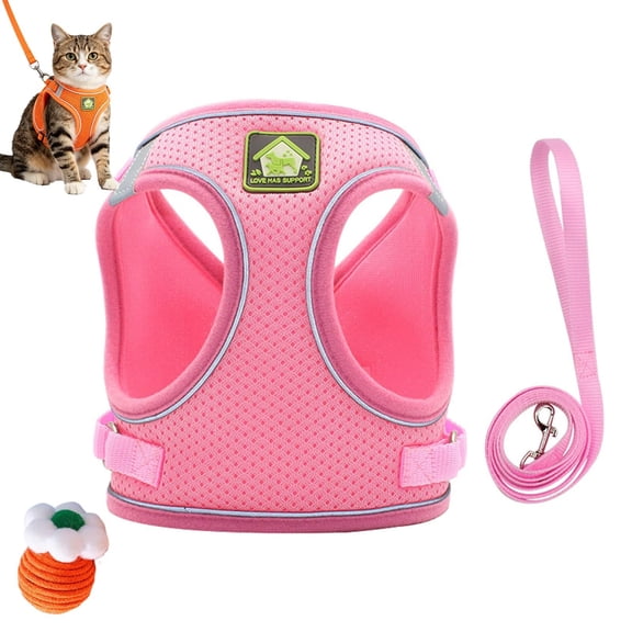 Cat Harness and Leash, Cat Harness and Leash Escape Proof, Breathable Adjustable Vest Harnesses with Reflective Strip for Small Medium Large Cats Walking