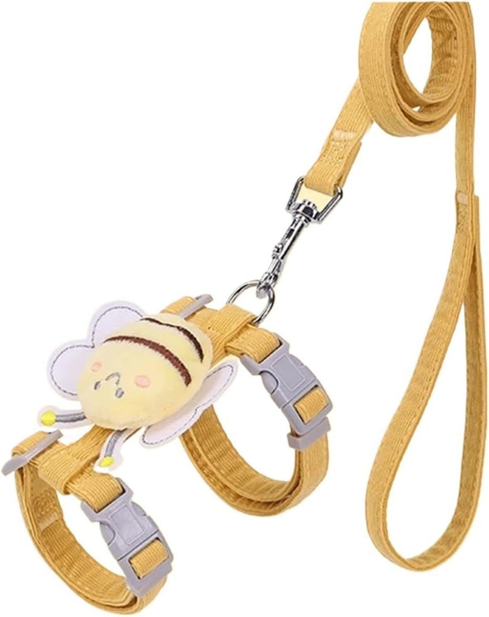 Cat Harness Leash Collar Set Adjustable Cartoon Bee Double Layer Dog