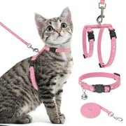 Cat Harness with Leash and Collar Set - Escape Proof Adjustable H-shped Cat Harness with Star and Moon Pattern Glow in The Dark for Kitty Outdoor Walking XIAO