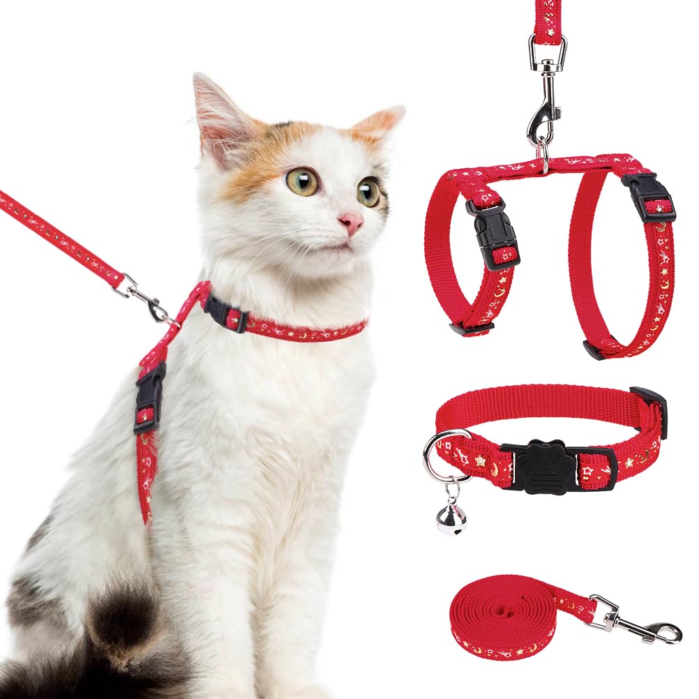 Cat Harness with Leash and Collar Set - Escape Proof Adjustable H-shped ...