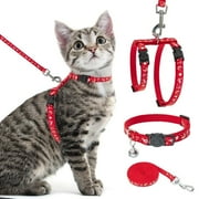 A Cat Harness with Leash and Collar Set - Escape Proof Adjustable H-shped Cat Harness with Star and Moon Pattern Glow in The Dark for Kitty Outdoor Walking