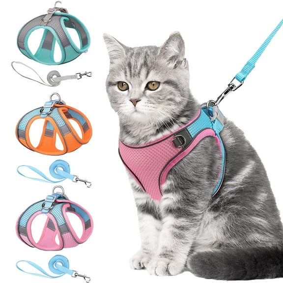 Cat Harness and Leash, Escape Proof Cat Vest Dog Walking Leash and Harness Set, Adjustable Step in Pet Harness, Reflective Breathable Easy Control Vest for Small Large Kitten Dog Outdoor, Pink XS