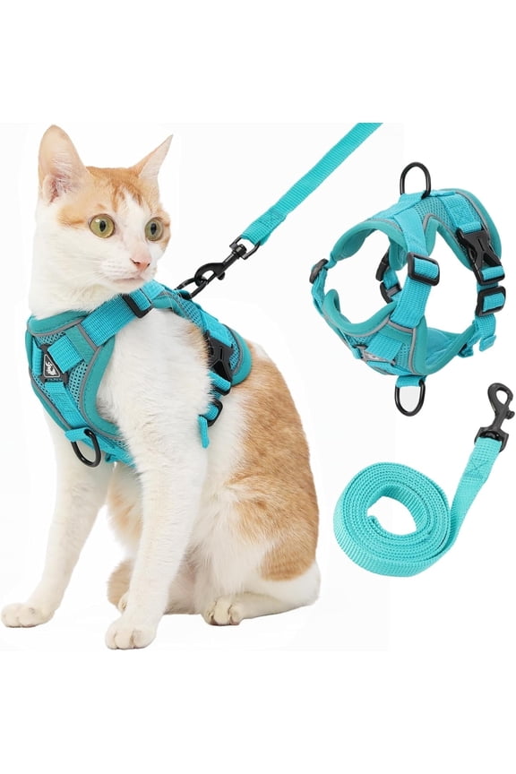 Cat Harness and Leash, Reflective Cat Harness Escape Proof for Walking, Adjustable Kitten Harness and Leash Set, 8 Buckles Easy Control Breathable Cat Vest Harness for All Types of Cats