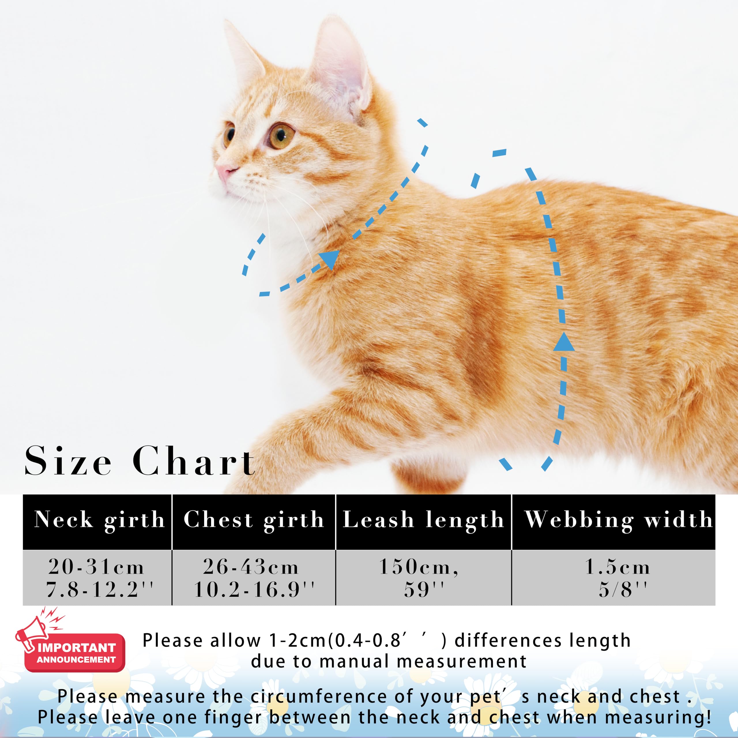 Cat Harness and Leash Set, Adjustable Kitten Harness Escape Proof Cats ... - Rubber Handle Leash Harness Softened Cats