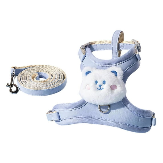 Cat Harness and Leash Set, Adjustable No Pull Escape Proof Vest 1 Pack, Breathable Soft Cloth Walking Jacket for Kittens, Outdoor Safety Gear Blue Size S