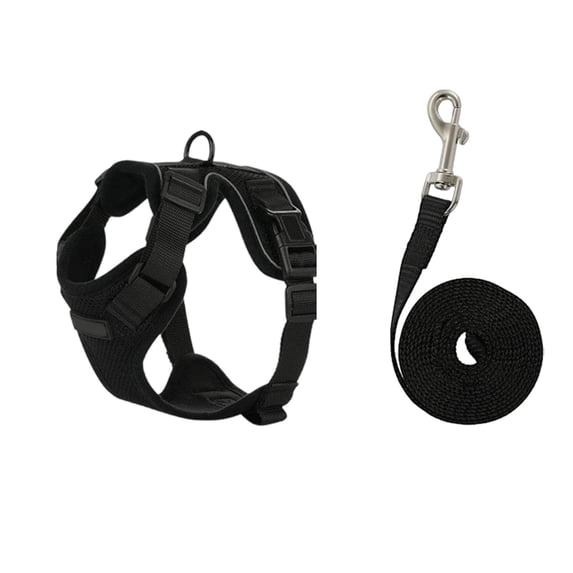 Cat Harness and Leash Set, Escape Proof Adjustable Kitten Vest Harness for Walking, Soft Breathable Mesh Jacket, Easy Control for Cats with Leash Included, Black, 13.7"
