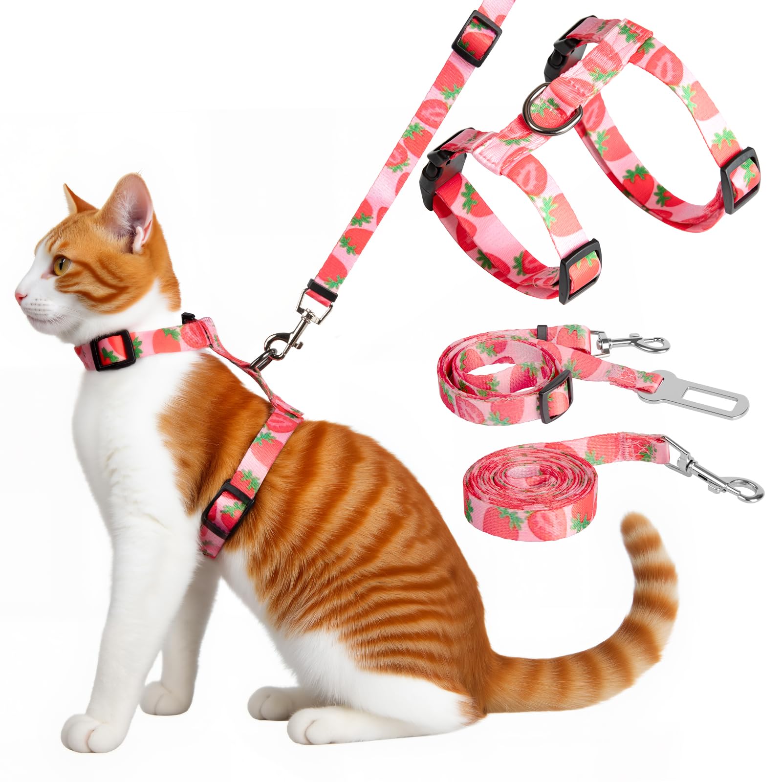 Cat Harness and Leash Set, Escape Proof Cat Harness, Comfortable Soft Lightweight Cat Leash, Use ... - Interlocking Leash For Cat Harness