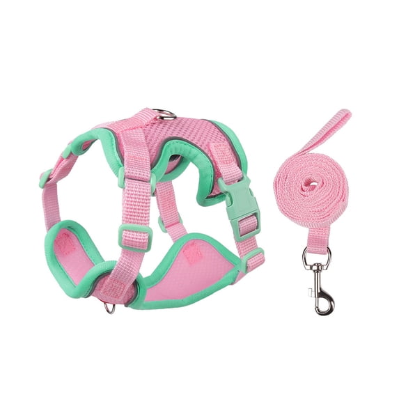 Cat Harness and Leash Set, Escape Proof Soft Adjustable Vest Harnesses for Outdoor Walking, Easy Control Breathable Kitten Jacket with Reflective Strips(Pink, XL)