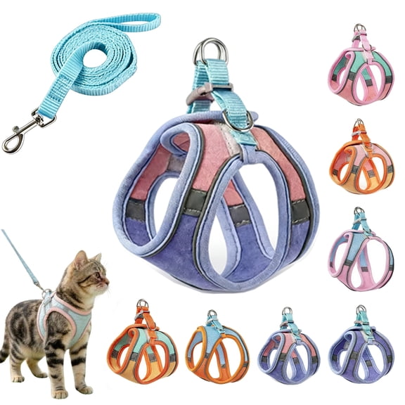 Cat Harness and Leash Set for Walking, Escape Proof Soft Air Mesh Vest, Adjustable Breathable Kitten Harness, Outdoor Travel Pet Gear for Cats Small Dog