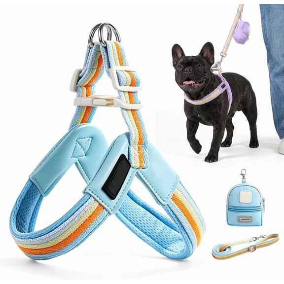 Cat Harness Leash Set with Backpack, Escape Proof Adjustable Reflective Mesh Vest for Dogs Cats, Outdoor Walking Travel Safety Gear