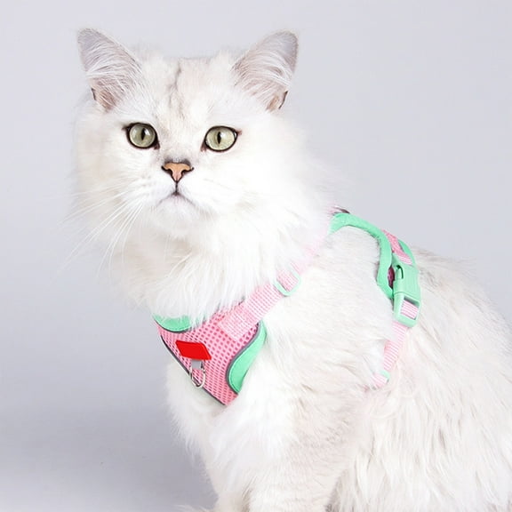 Cat Harness and Leash for Walking, Cat Car Harness, Escape Proof Soft Adjustable Vest Harnesses for Cats, Easy Control Breathable Reflective Strips Harness, Kitten Harness and Leash Set
