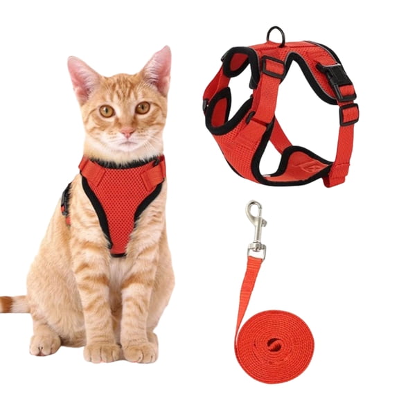 Cat Harness and Leash for Walking, Escape Proof Safe Adjustable Kitten Vest Harnesses for Walking, Easy Control Soft and Comfortable Jacket with Reflective Strips for Cats