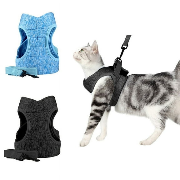 Cat Harness and Leash for Walking, Escape Proof Soft Adjustable Vest Harnesses for Cats, Easy Control Breathable Jacket, Black, (L) for 10-15.5 lb Cat