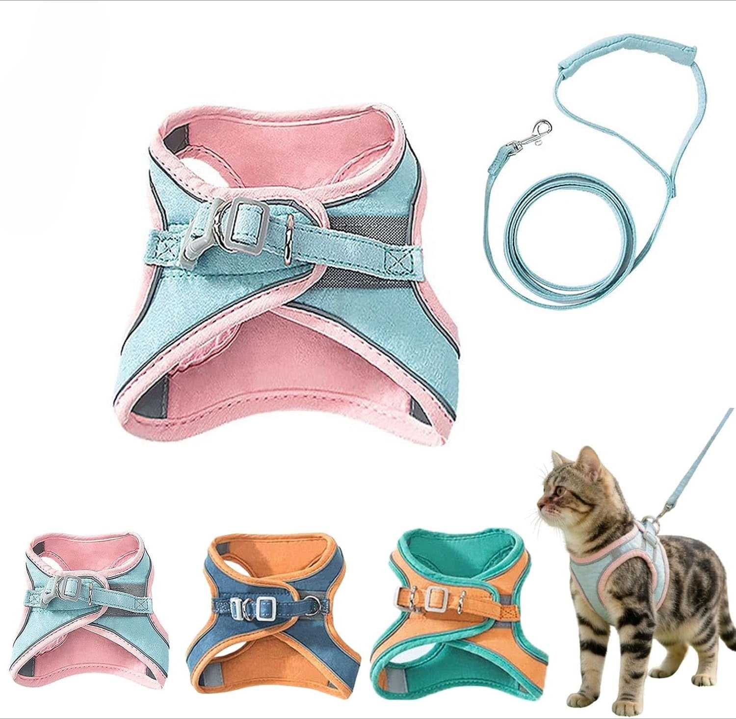 Cat Harness and Leash, Escape-Proof Vest Style Cat Harness and Leash, Adjustable Escape Proof Cats Leash, Easy to Wear for Outdoor Walking
