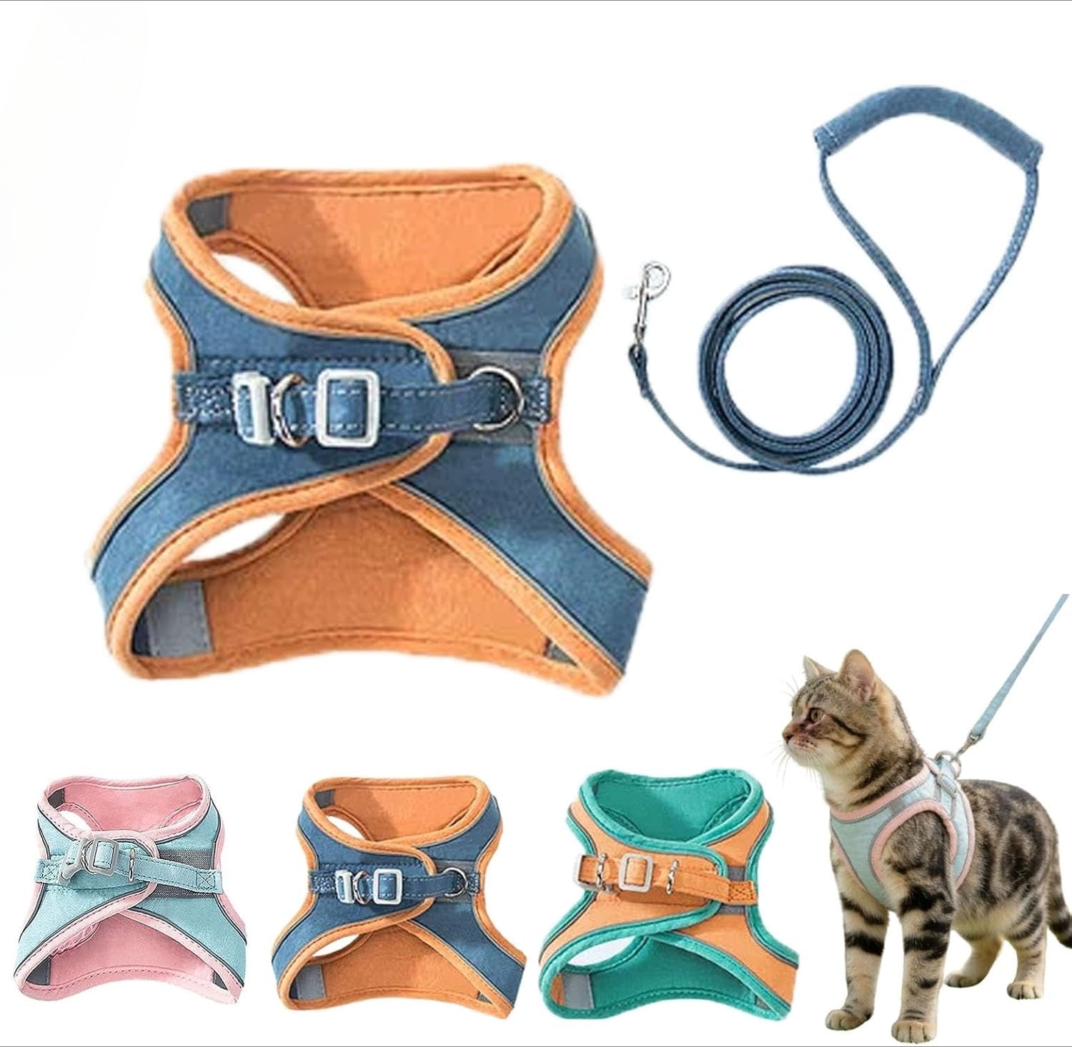 Cat Harness and Leash, Escape-Proof Vest Style Cat Harness and Leash, Adjustable Escape Proof Cats Leash, Easy to Wear for Outdoor Walking