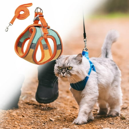 Cat Harness and Leash, Kitten Harness Adjustable Soft Mesh Breathable Cat Harness Leash Set for Walking Escape for Small Medium Large Cats L