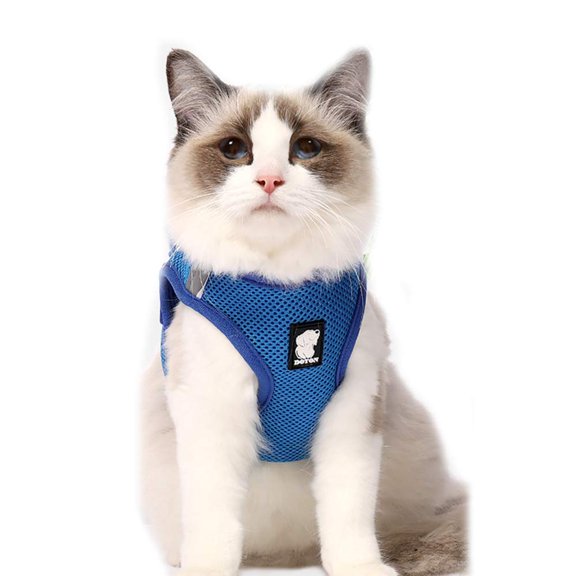 Cat Harness and Leash, Mesh Reflective Adjustable Cat Vest Harness for Outdoor Walking with Escape Proof Buckle (XS, Blue)