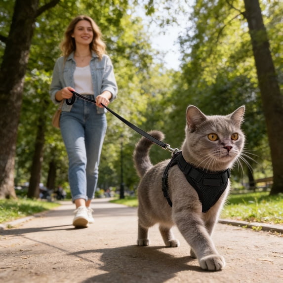 Cat Harness and Leash Set Adjustable Reflective Vest for Small Cats and Dogs Outdoor Walking Training No Pull Comfortable Pet Safety Harness
