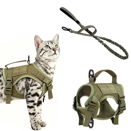 QLFYUU Cat Harness and Leash Set for Walking Escape Proof Adjustable Harness Army Green Color price history and forecast - QLFYUU