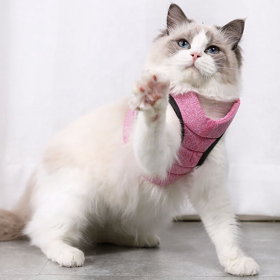 Cat Harness and Leash for Walking, Escape Proof Soft Adjustable Vest Harnesses for Cats, Easy Control Breathable Jacket, Pink, (L) for 10-15.5 lb Cat