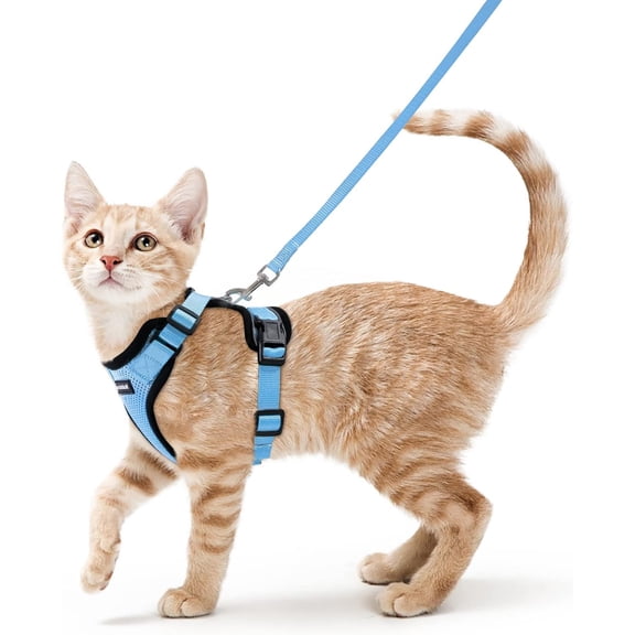 Cat Harness and Leash for Walking, Escape Proof Soft Adjustable Vest Harnesses for Cats, Easy Control Breathable Reflective Strips Jacket, Black, S