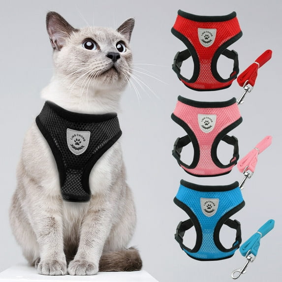 Cat Harness and Leash for Walking, Escape Proof Soft Adjustable Vest Harnesses for Cats, Easy Control Reflective Strips Breathable Mesh Jacket
