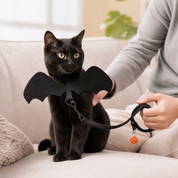 Cat Harness and Leash with Bat Wings, Escape Proof Cat Harness,Halloween Costumes