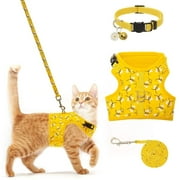 Cat Harness with Leash and Collar for Walking - Escape Proof with 59 Inches Leash - Adjustable Soft Vest Harnesses for Medium Large Cats Bee XIAO
