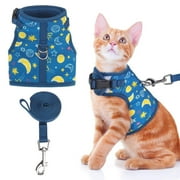 Cat Harness with Leash and Collar for Walking - Escape Proof with 59 Inches Leash - Adjustable Soft Vest Harnesses for Medium Large Cats Bee XIAO