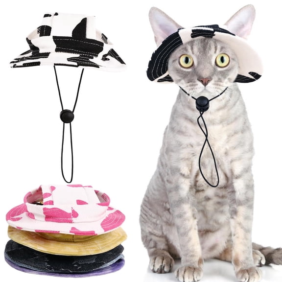 Cat Hats for Cats Only, Sphynx Hat with Ear Hole, Hairless Cat Cowboy Hats for Birthday Party Halloween, Kitten Headwear Sun Sombrero Caps, Chihuahua Sunscreen Baseball Outdoor Climbing Cap