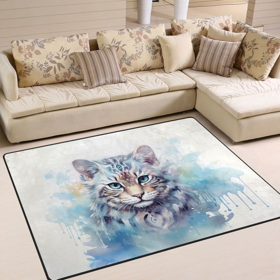 Cat Head Area Rug Washable 80 x 58 Floor Carpet Mat Non Slip for Bedroom Living Room Home Decor