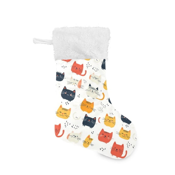 Cat Head Christmas Stockings 17.71" Christmas Tree Decoration Fireplace Party Decoration
